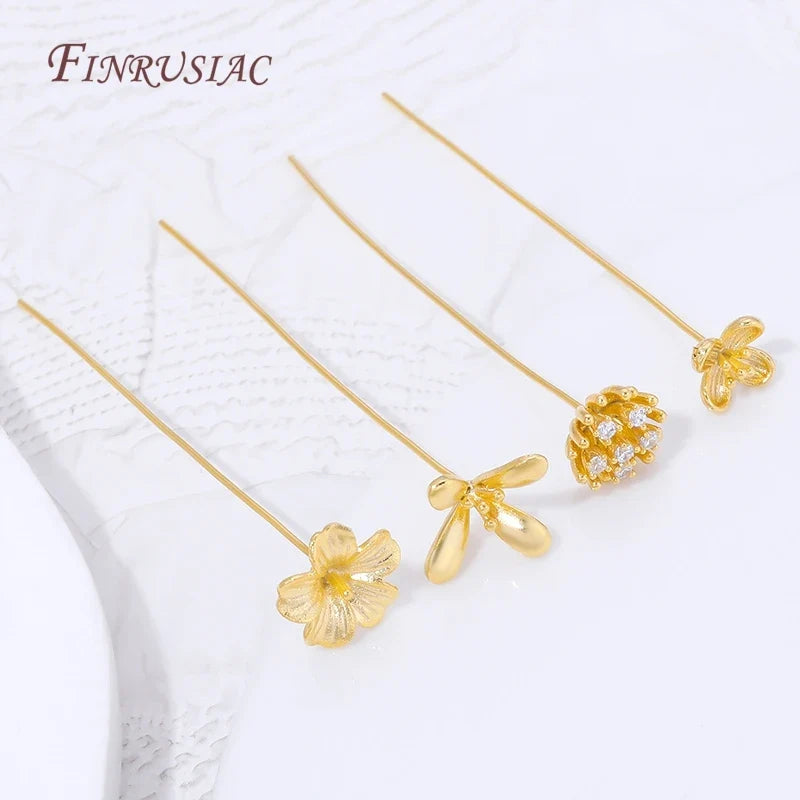 18K Gold Plated Flower Head Pins – DIY Jewelry Making Findings