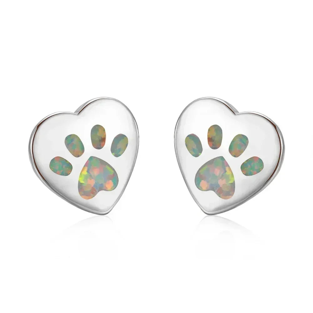 White Simulated Opal Heart Drop Earrings | Zinc Alloy Fashion