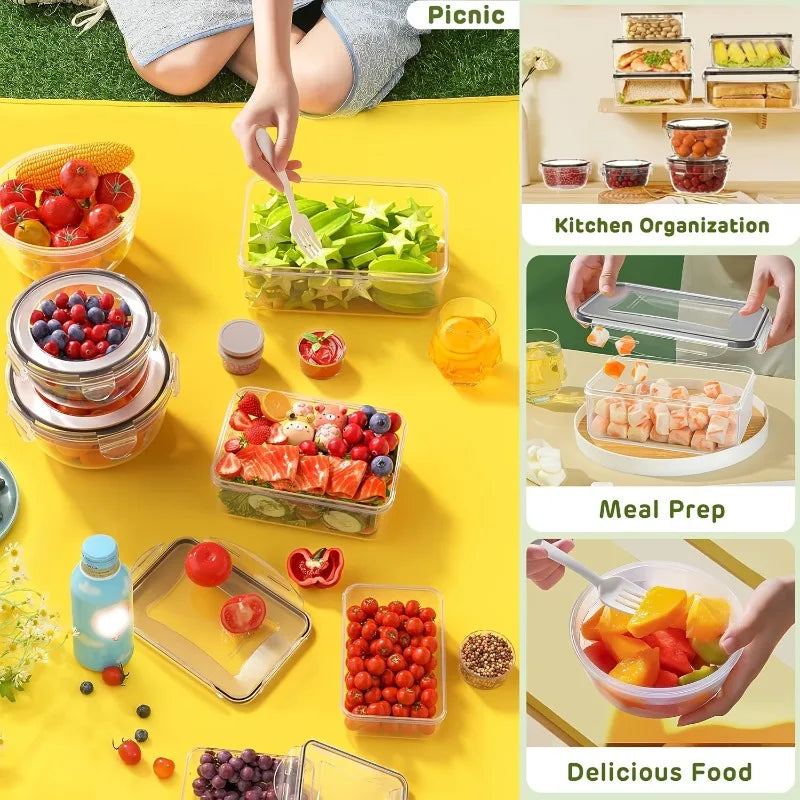 8-Piece Airtight Food Storage Containers – Fridge Organizer Set