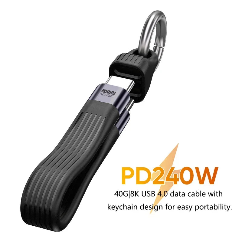 USB4 240W 40Gbps USB-C Keychain Cable – 8K Fast Charge
