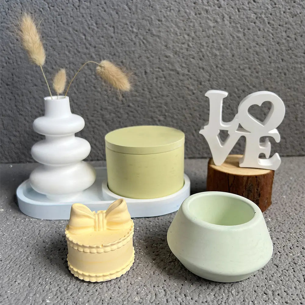Silicone Round Candle Jar Vase Mold – Resin Plaster Cement DIY