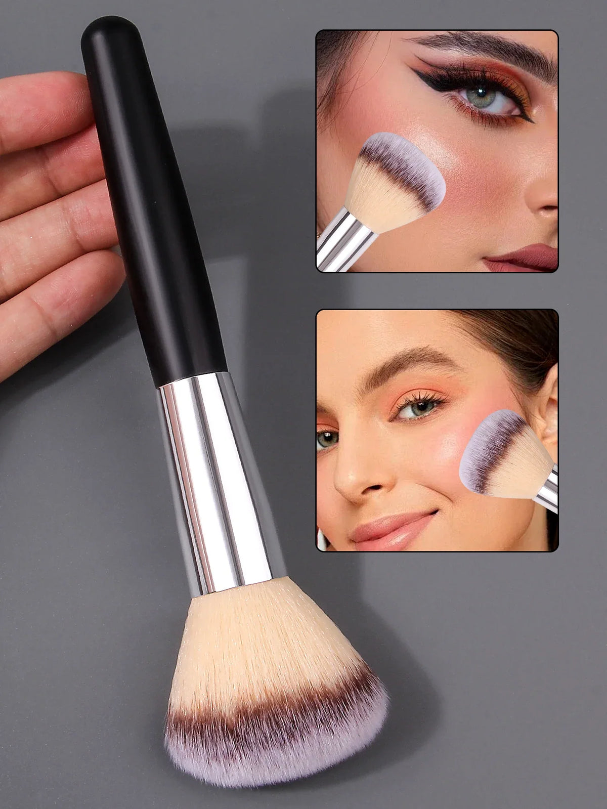 Fluffy Nylon Blush Brush with Wooden Handle – Makeup Brush