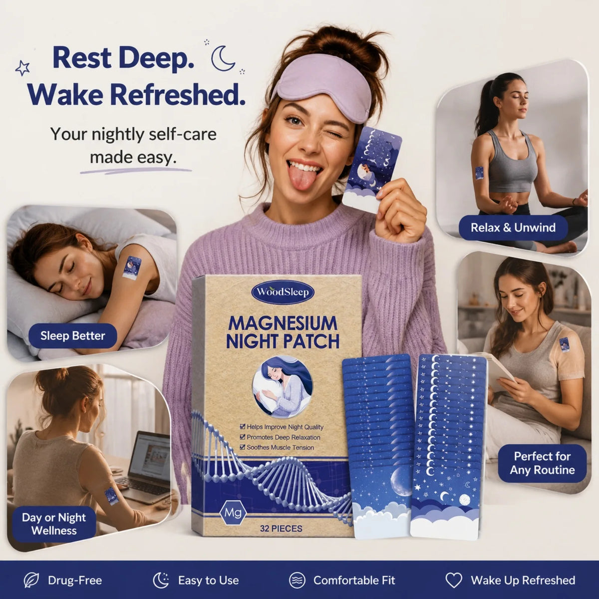 Magnesium Sleep Patches – Relaxation & Calm Mood Night Rest