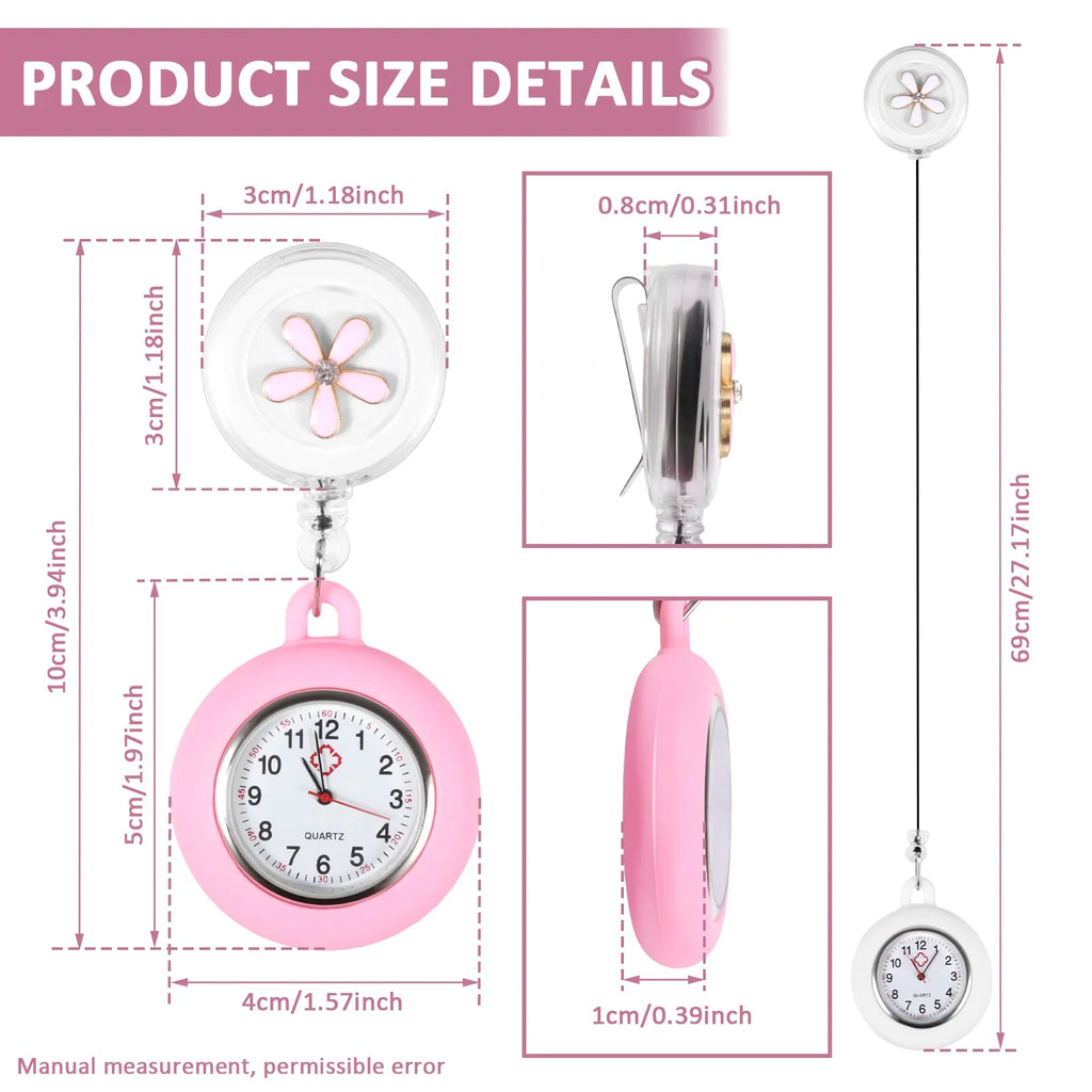 Retractable Clip-On Nurse Pocket Watch Set | 4 or 15 Pcs