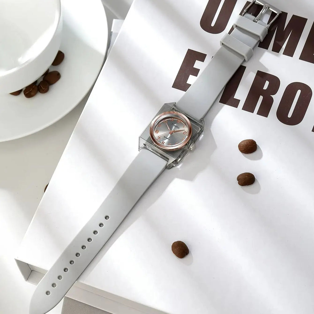 Timetti Women's Square Quartz Watch – Casual Silicone Strap