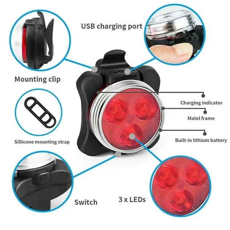 BUCKLOS USB Rechargeable Bike Light – LED Headlight & Taillight