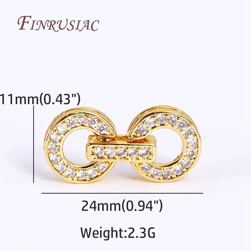 18K Gold Plated Zircon Round Clasp 11x24mm | DIY Jewelry