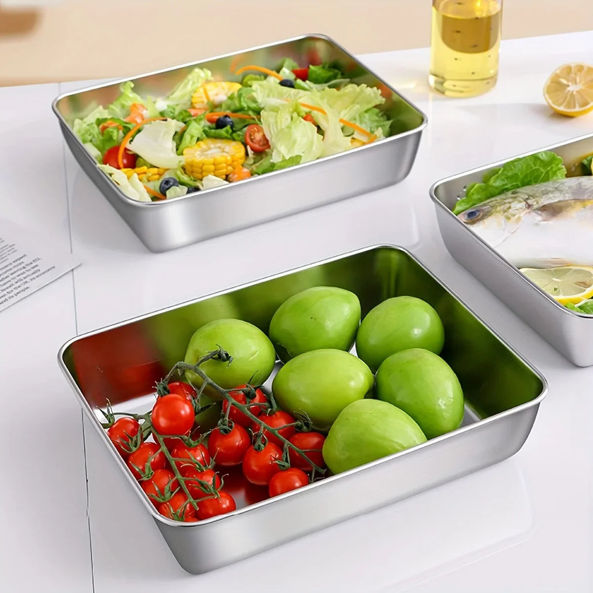 3-Piece Stainless Steel Airtight Food Storage Containers