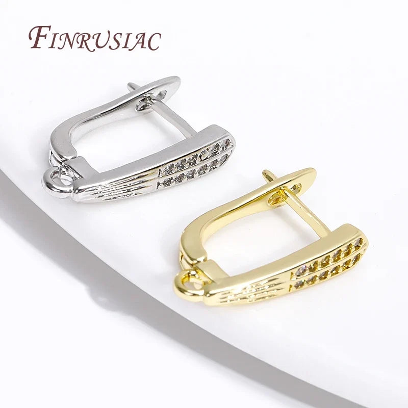 18K Gold Plated Zircon Earring Hooks – DIY Drop Earring Findings