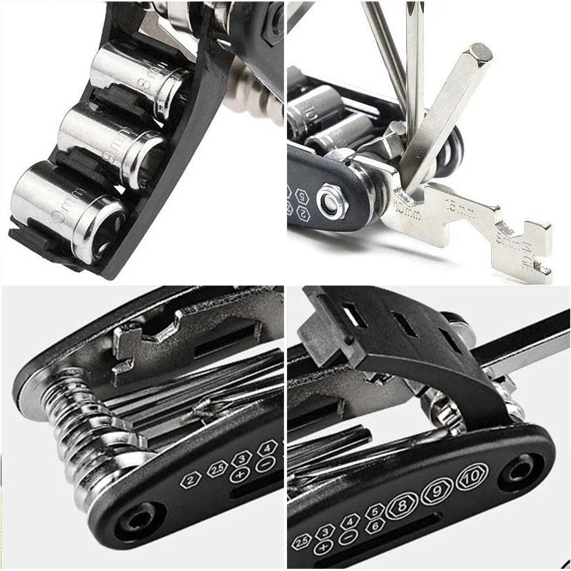 16-in-1 Bicycle Multitool – Hex Wrench, Spoke & Tyre Levers