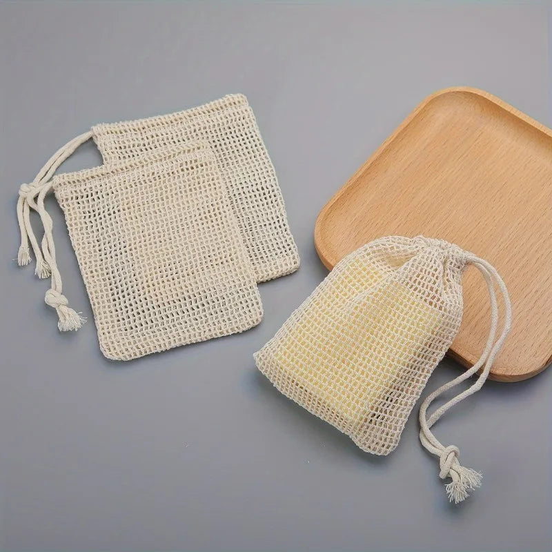 Natural Cotton Mesh Soap Saver Bag – Eco-Friendly Lather Pouch