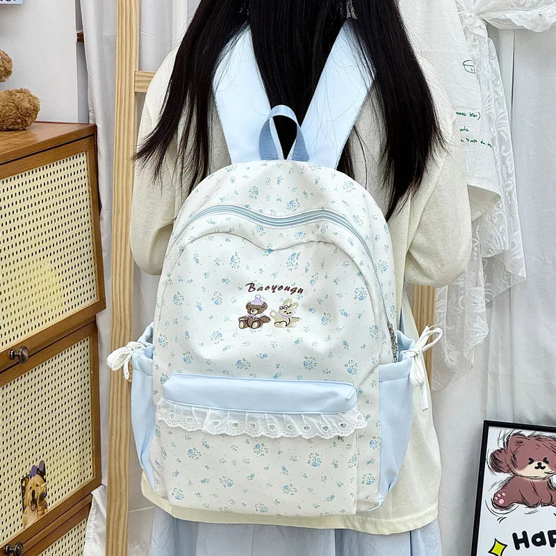 Japanese Cartoon Print Backpack for Girls – Cute School Bag