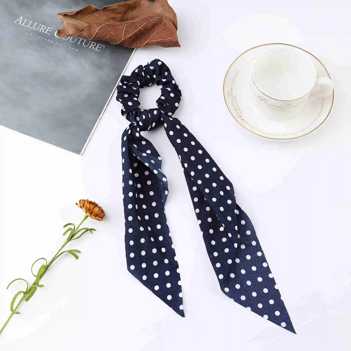 Korean Polka Dot Scrunchies – Women's Elastic Hair Ties & Scarf