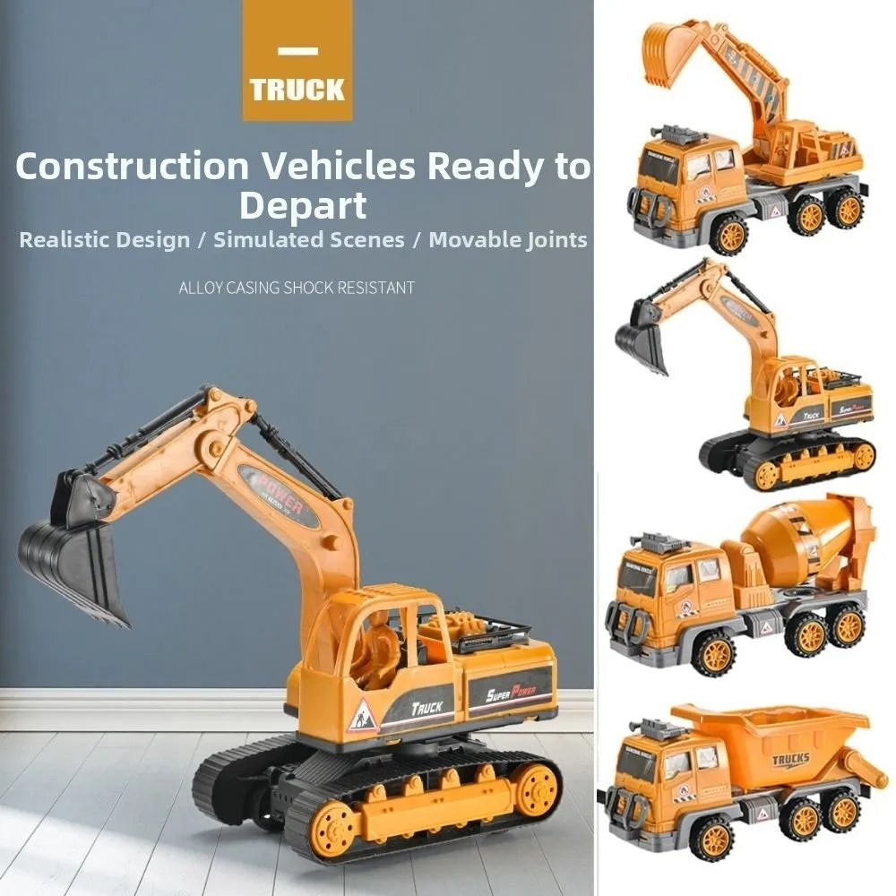 Kids Inertia Engineering Toy Cars – Dump Truck & Excavator 4 Styles