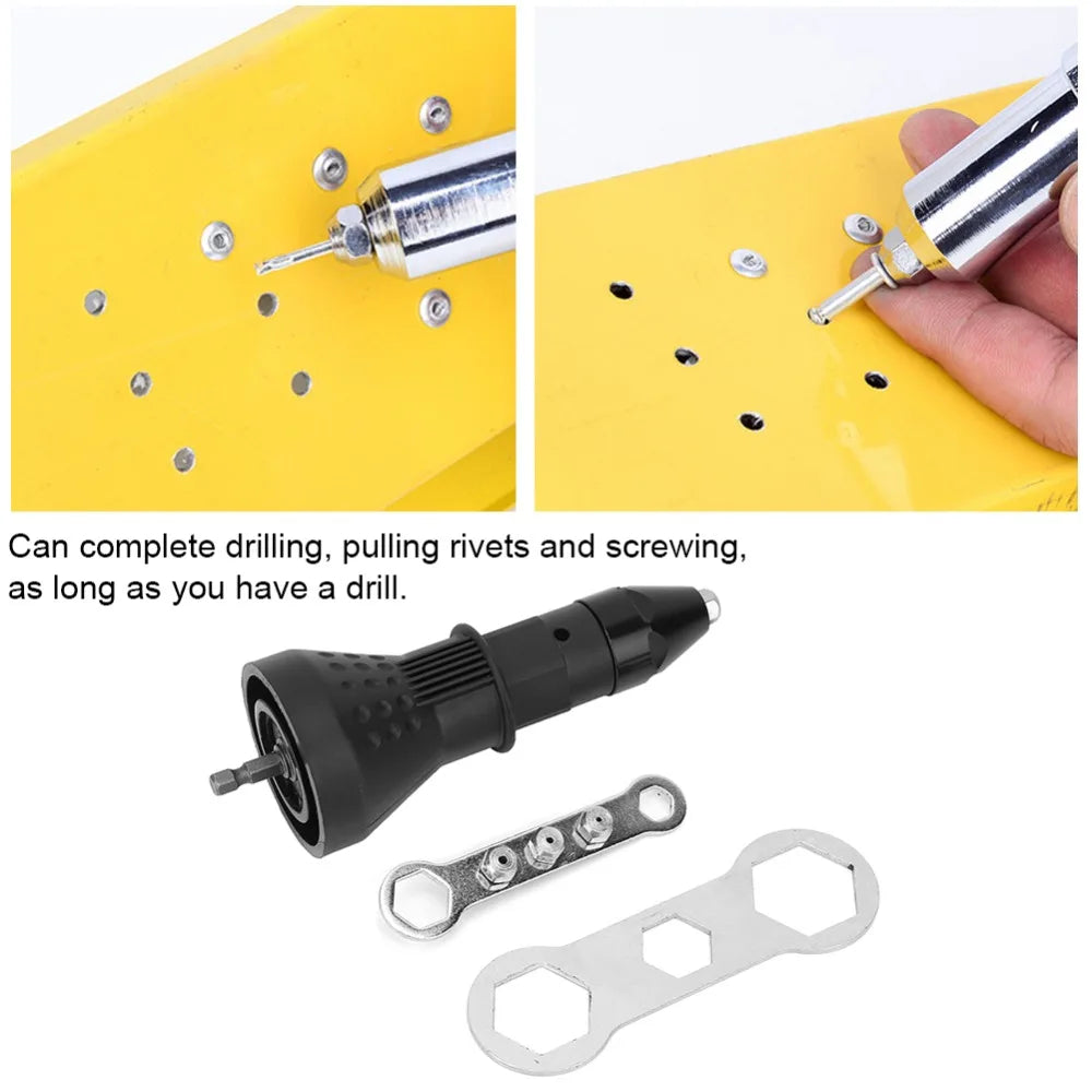 3-Piece Rivet Drill Attachment & Riveting Gun Adapter Set