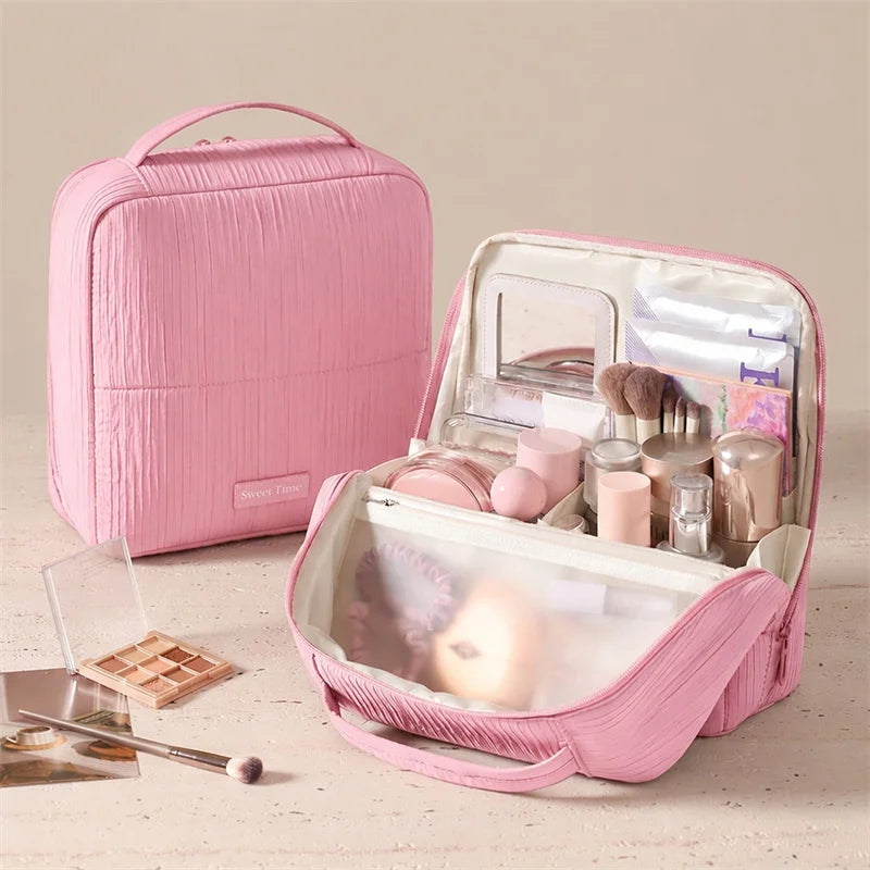 Vertical Makeup Brush Bag & Travel Organizer with Mirror