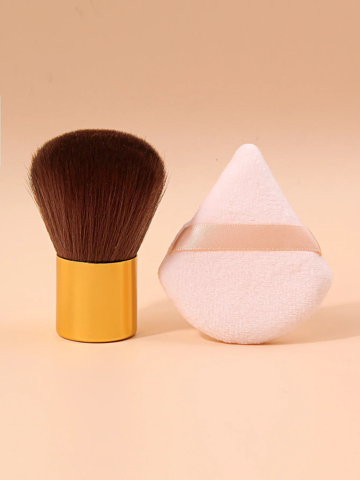 Kabuki Powder Brush & Velvet Puff Set | Foundation & Blush