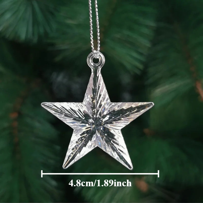 10-Pack Clear Acrylic Snowflake Christmas Ornaments | Xmas Decor