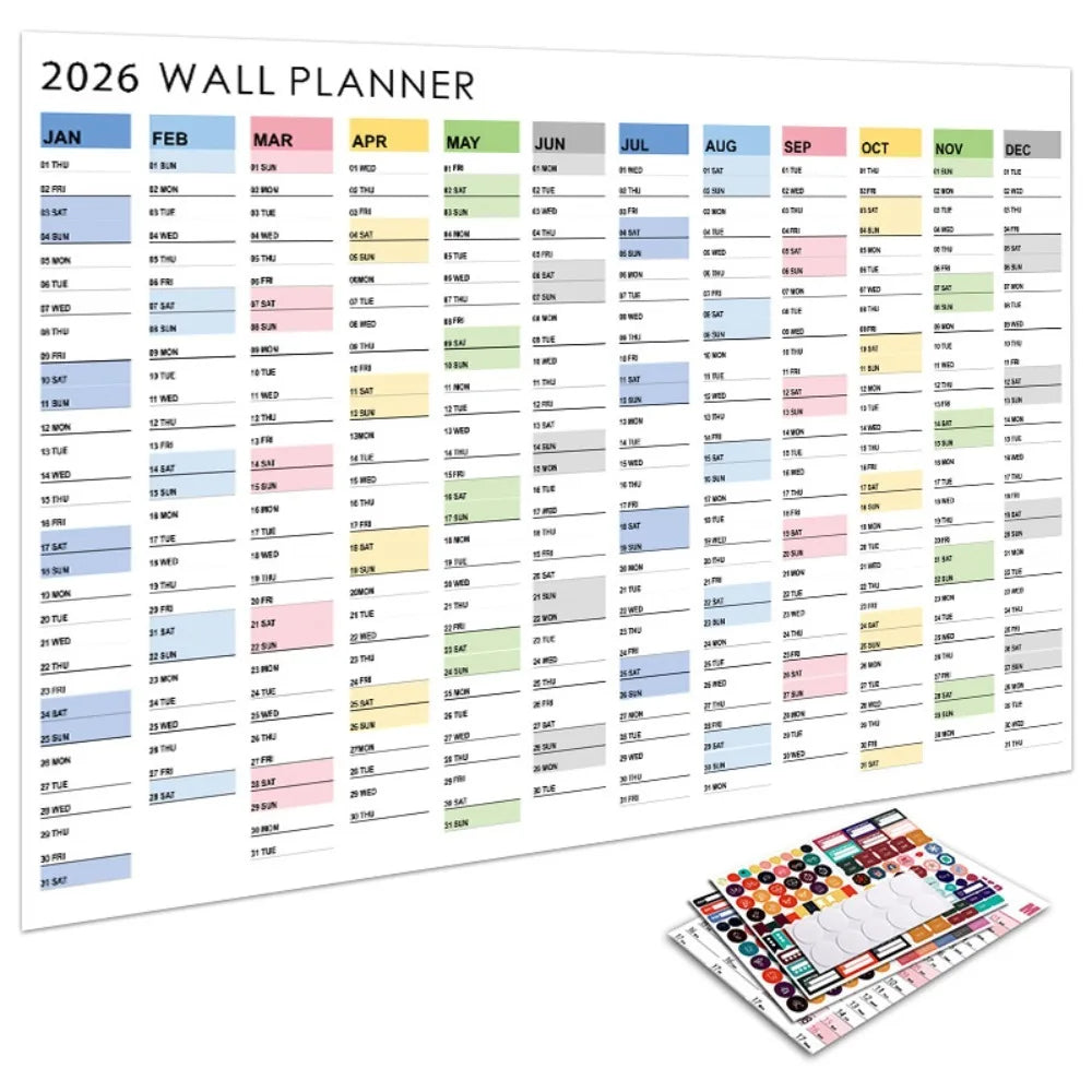 2026 Large Wall Calendar – 365-Day Annual Planner Sheet