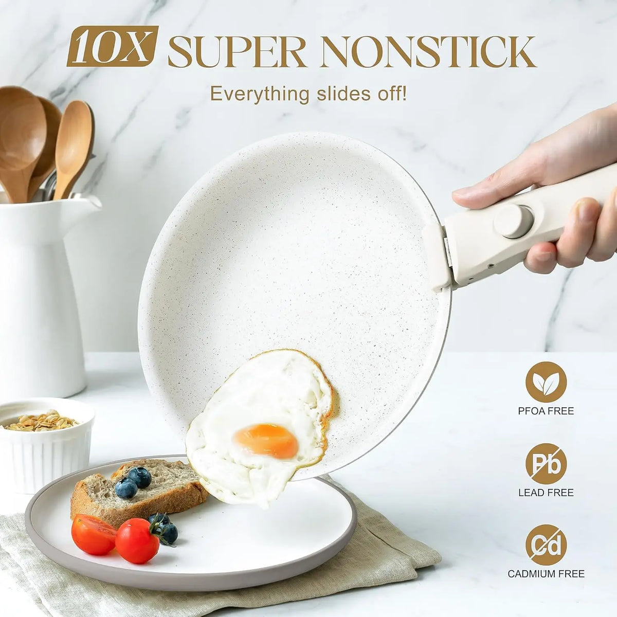 MICHELANGELO Nonstick Frying Pan Set – Granite Coated, Oven Safe