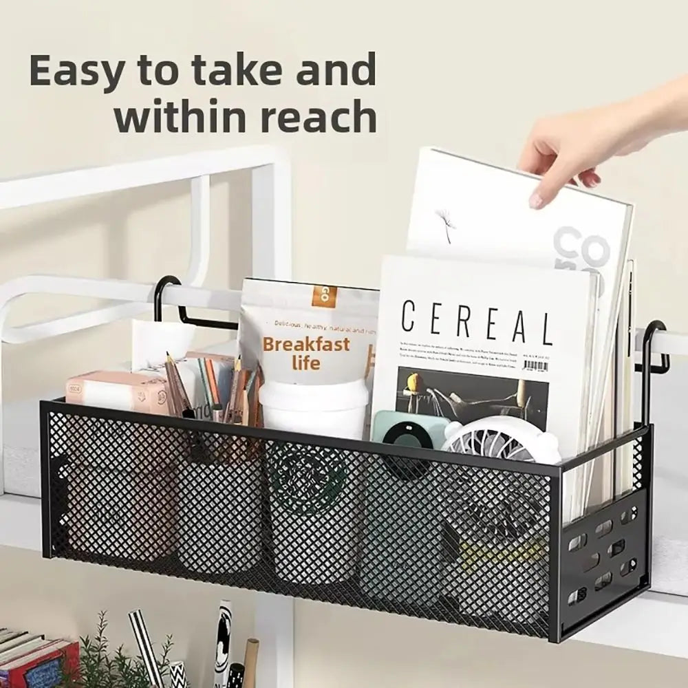 Punch-Free Bedside Hanging Basket – Bed Storage Shelf Rack