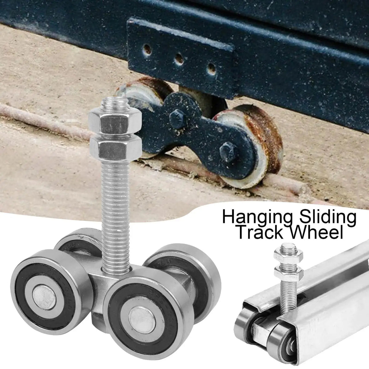 Heavy Duty 4-Wheel Barn Door Trolley Roller – Steel Hardware