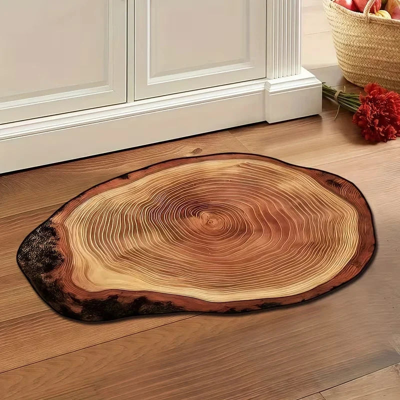 Wood Grain Bathroom Mat – Non-Slip Stump Design 50×80cm