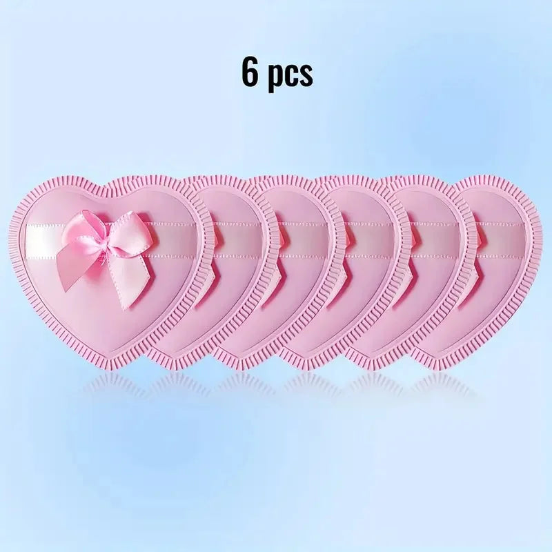 6-Pack Heart-Shaped Makeup Sponge Puffs – Dry & Wet Use