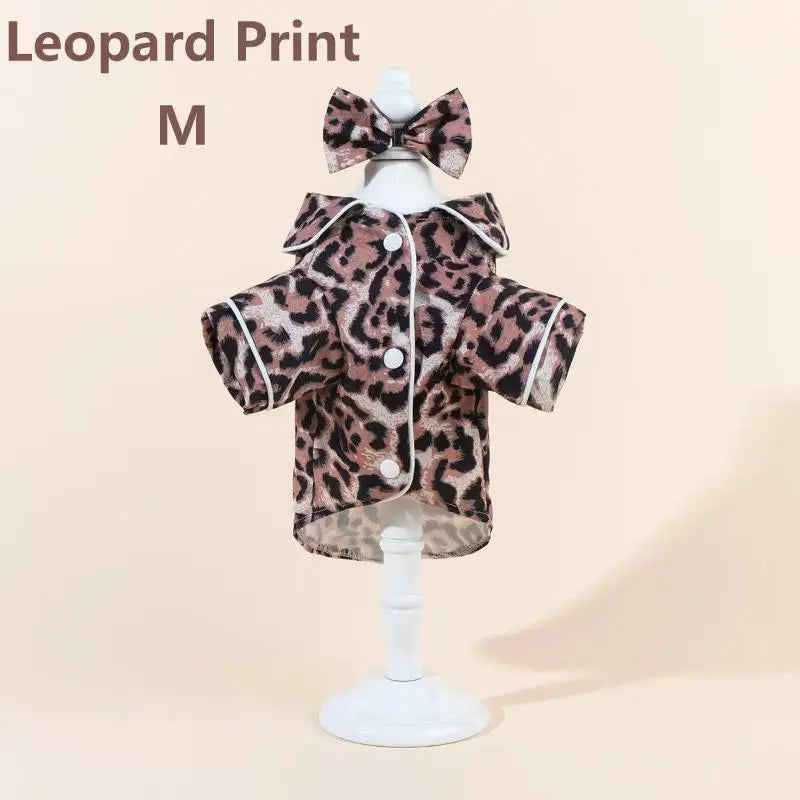 Satin Dog Pajamas Set with Bow Headband | Soft Pet Sleepwear