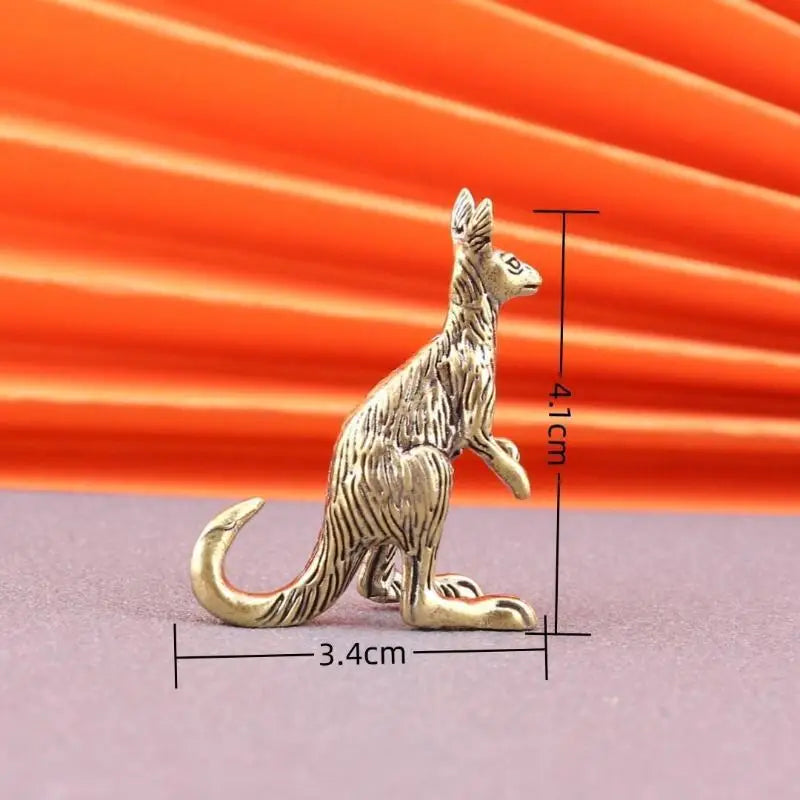 Vintage Solid Brass Kangaroo Figurine – Carved Desk Ornament