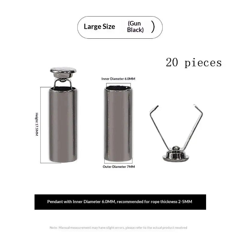 20Pcs Metal Cord End Stoppers for DIY Bags, Shoes & Lanyards