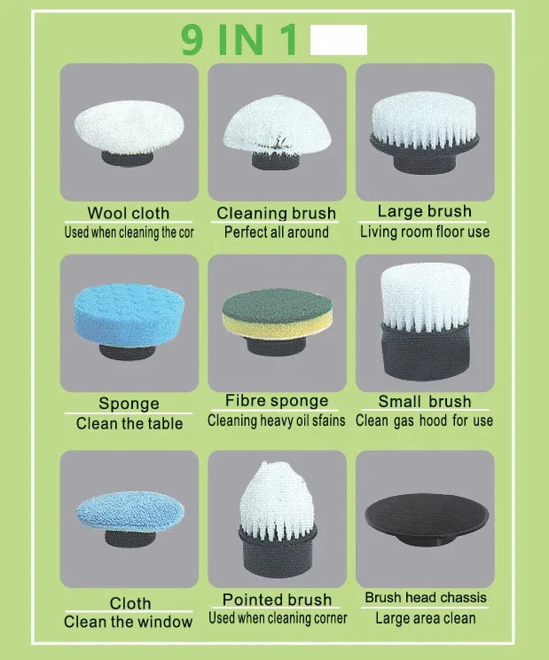 Cordless Electric Spin Scrubber – Rotating Cleaning Brush Set