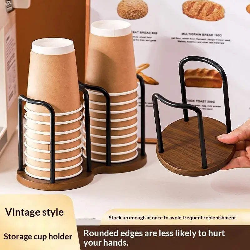 Disposable Cup Holder Dual-Slot Stackable Organizer Rack