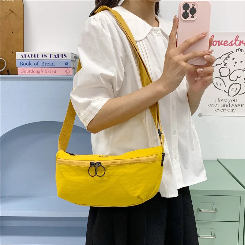 Minimalist Korean Crossbody Bag – Large Nylon Shoulder Bag