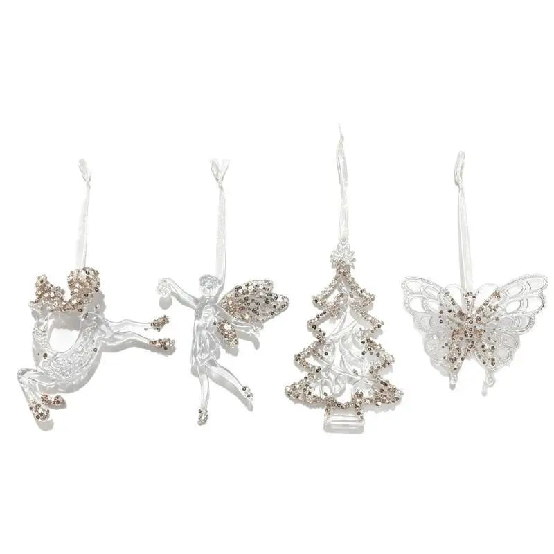 Clear Acrylic Christmas Ornaments with Rhinestone Details