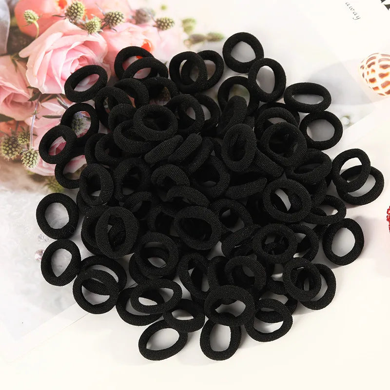 100pcs Mini Elastic Hair Ties Multicolor – Gentle & Secure Hold