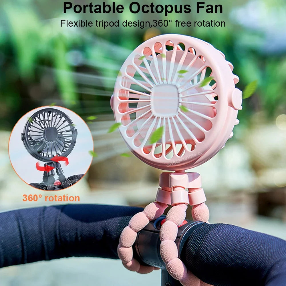 Raugee Portable Clip Fan – 360° USB Rechargeable Mini Fan