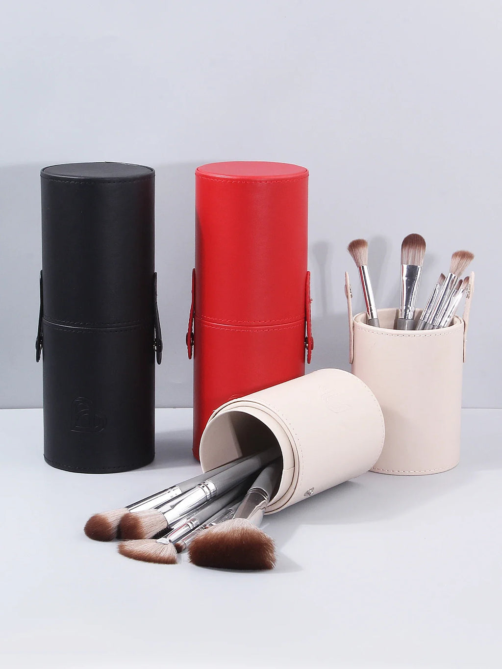 PU Leather Makeup Brush Holder – Large-Capacity Storage Bucket