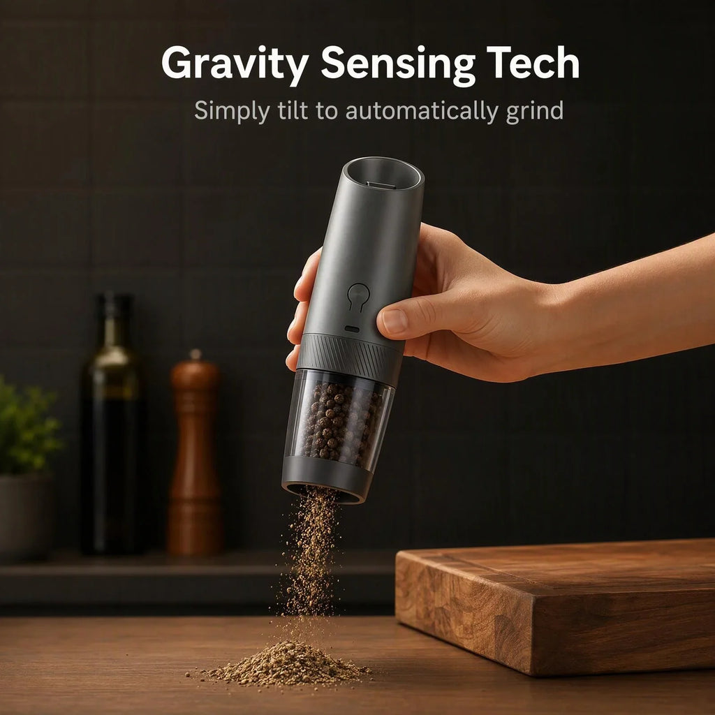 Electric Gravity Salt & Pepper Grinder Set – USB-C Rechargeable