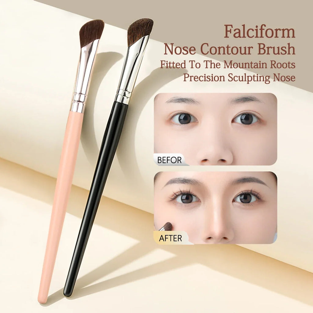 2-Piece Horsehair Contour & Nose Shadow Makeup Brush Set