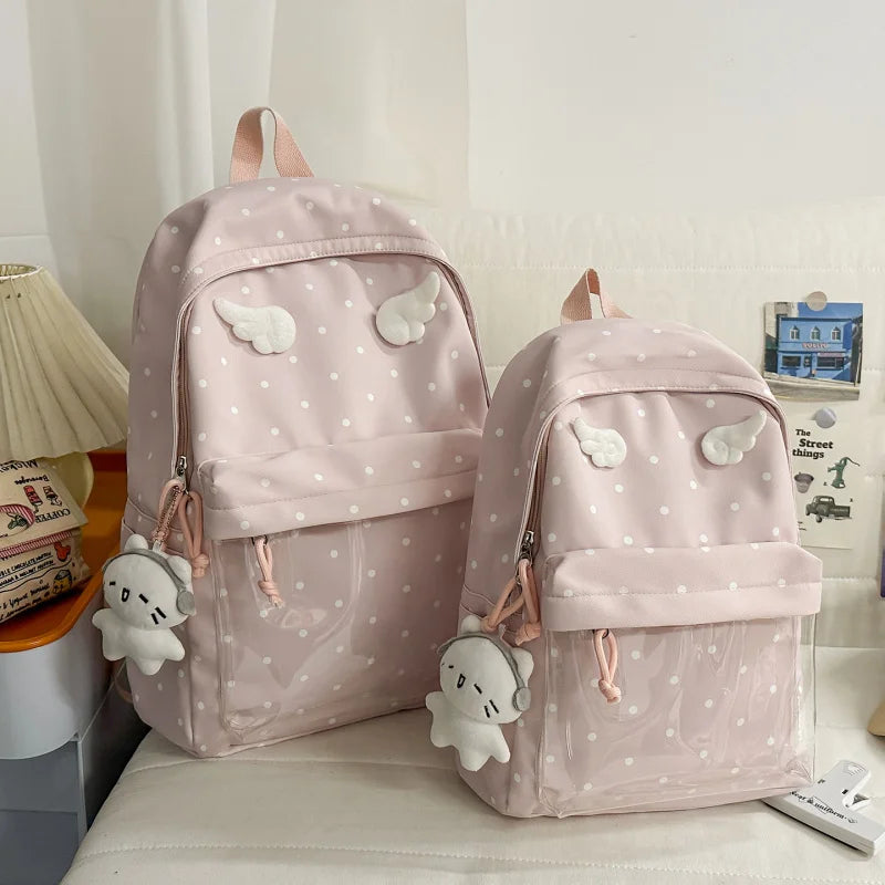 Polka Dot Transparent Large Capacity Student Backpack