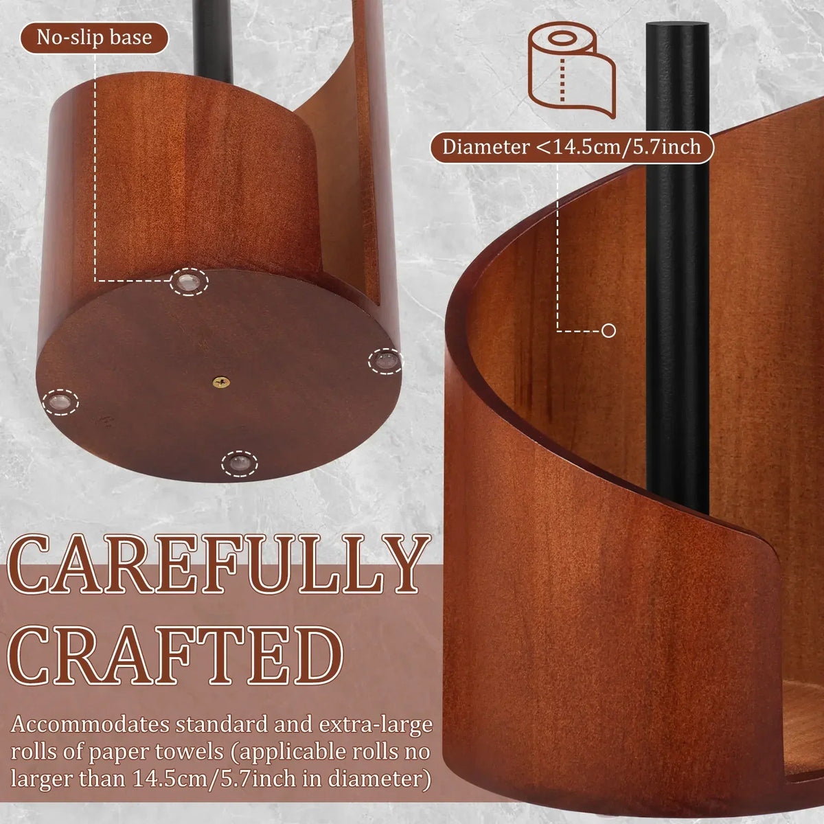 Wooden Spiral Paper Towel Holder – Countertop Stand