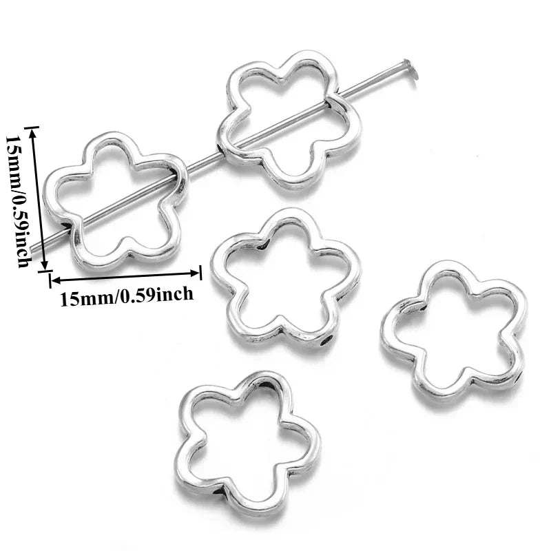 20pcs Antique Flower Spacer Beads Alloy Charms for Jewelry Making