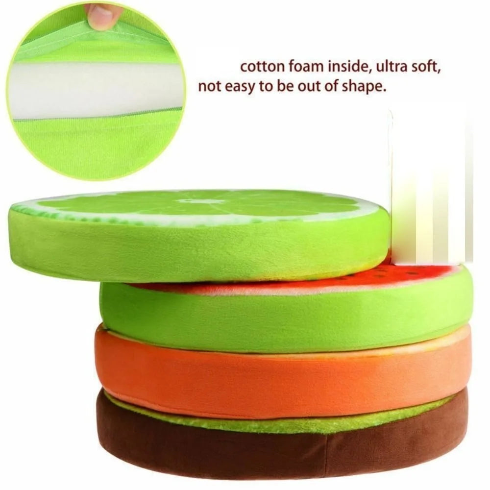 Round Fruit Slice Plush Pillow – Cute Sofa Seat Cushion Decor