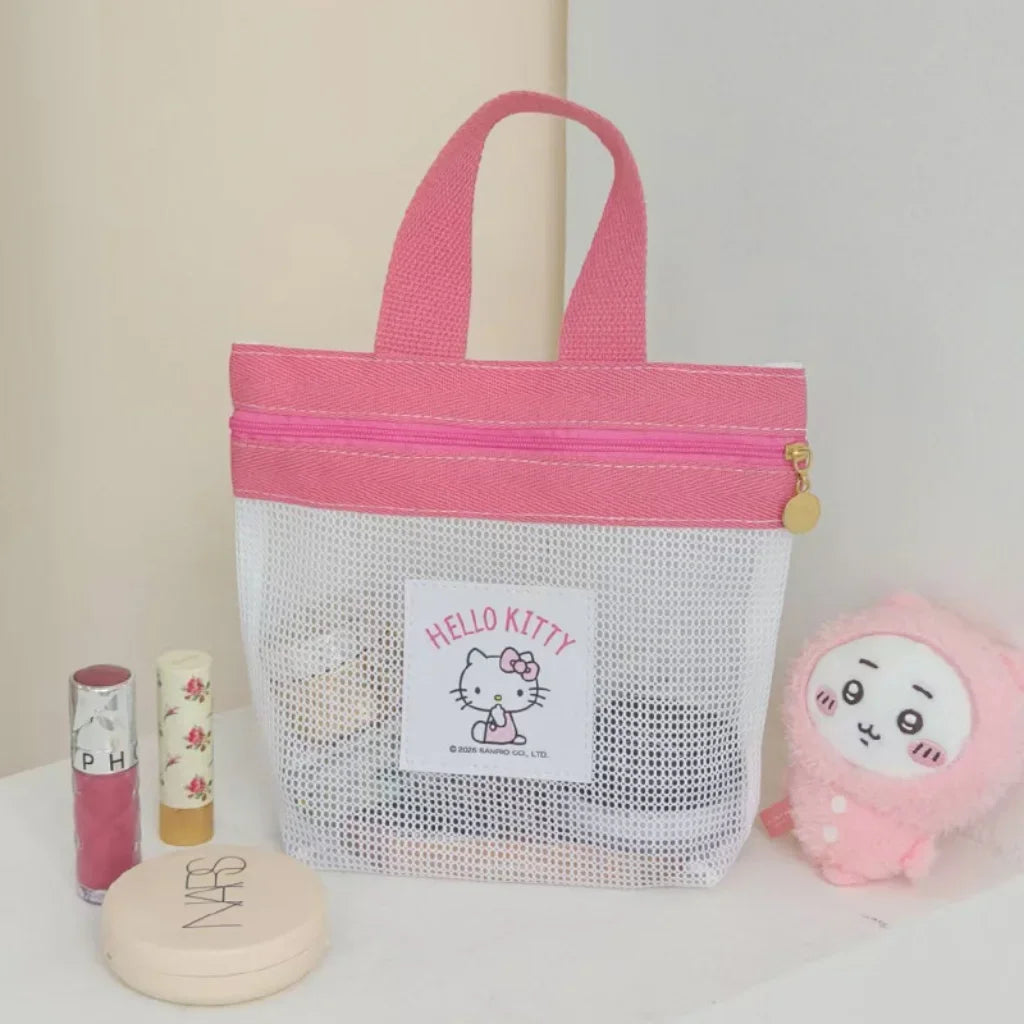 Hello Kitty Sanrio Mesh Tote Bag – Zipper Handbag Women & Kids