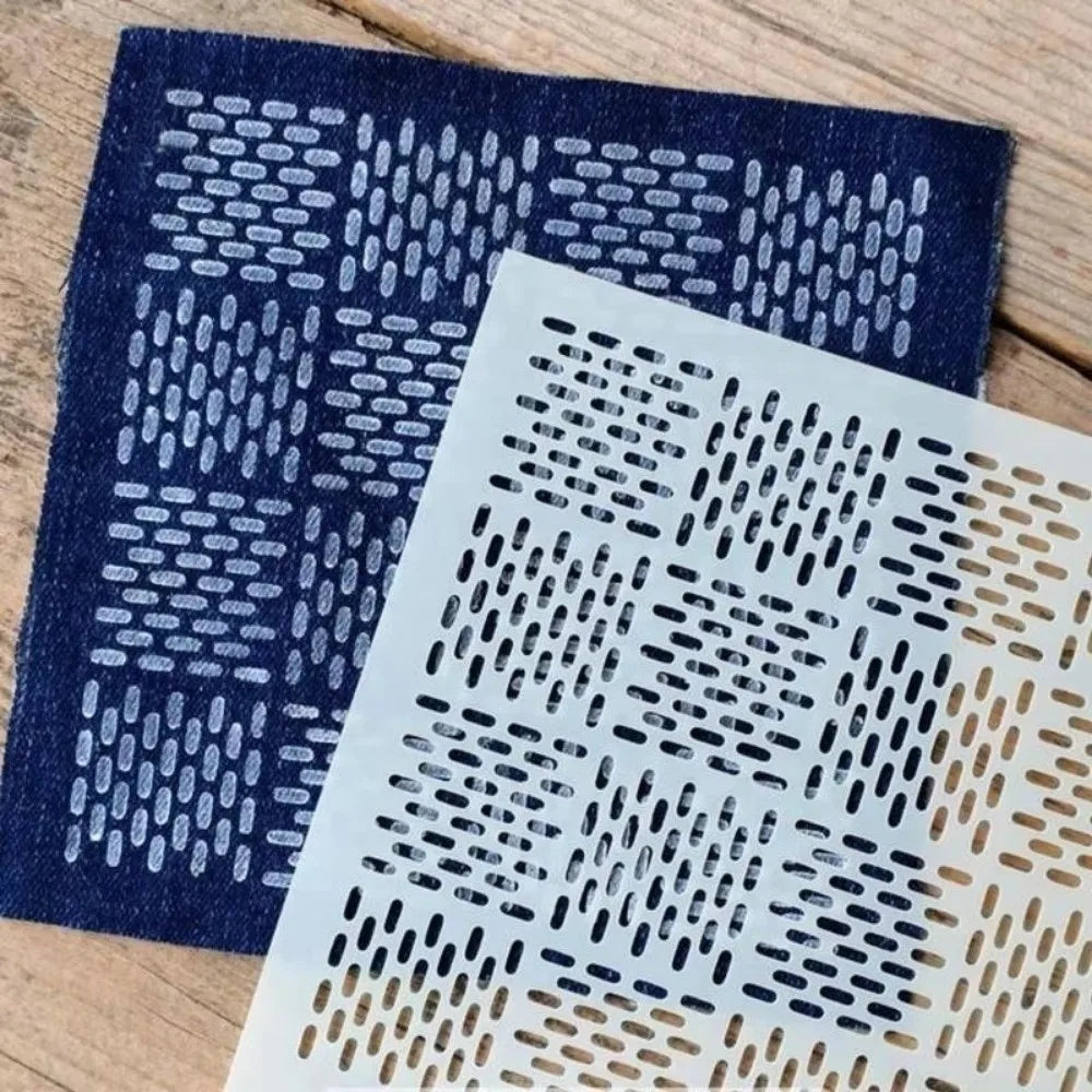 9/32Pcs Reusable Sashiko Embroidery Stencils – Geometric PET Set