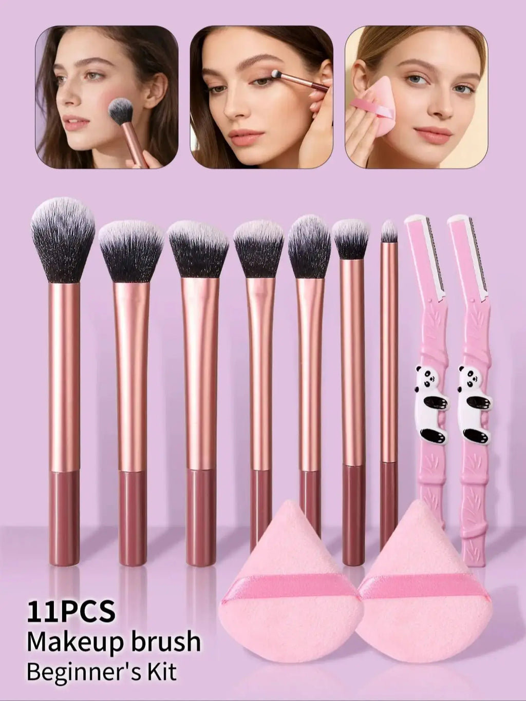 11-Piece Professional Makeup Brush Kit – Soft Fluffy Bristles