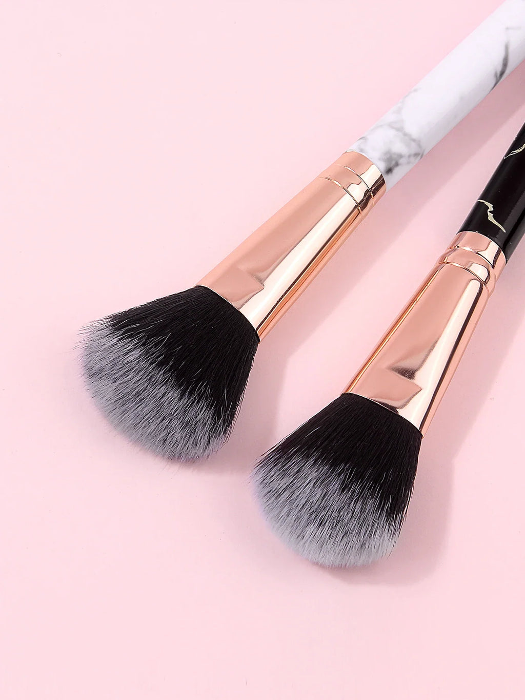 2Pcs Marble Handle Blush Brushes – Soft Fluffy Face Makeup