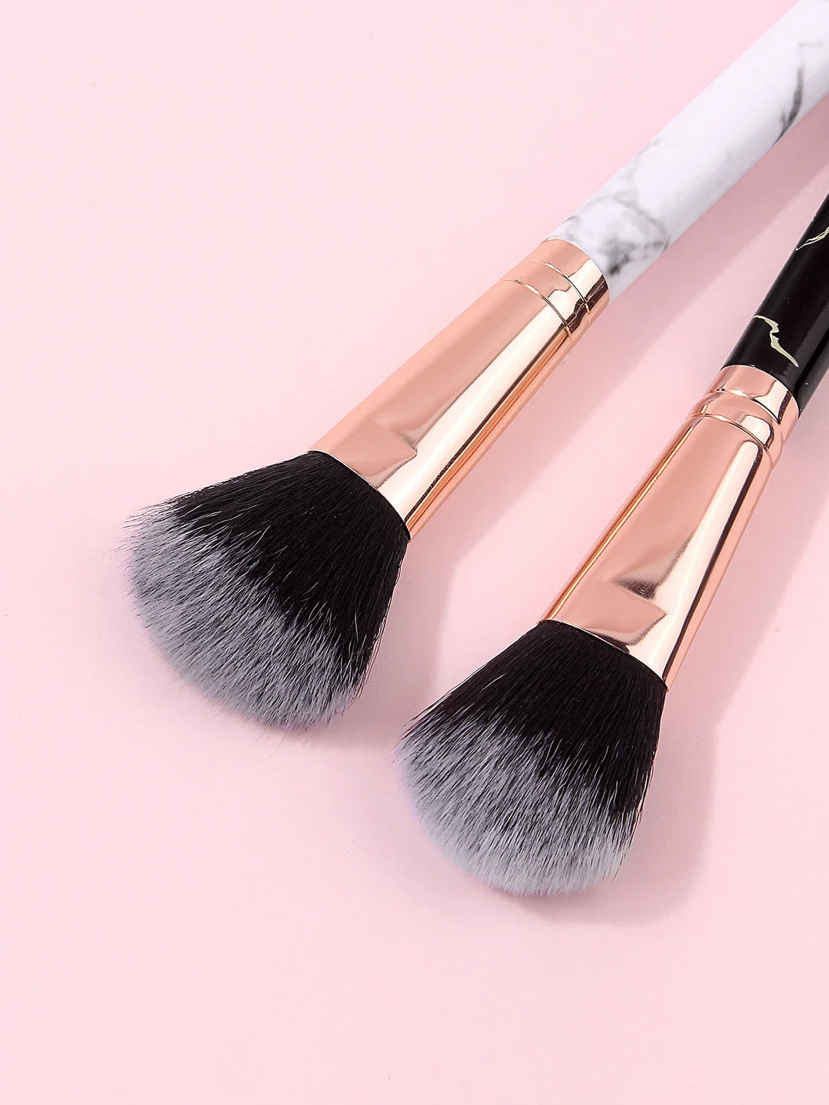 2Pcs Marble Handle Blush Brushes – Soft Fluffy Face Makeup