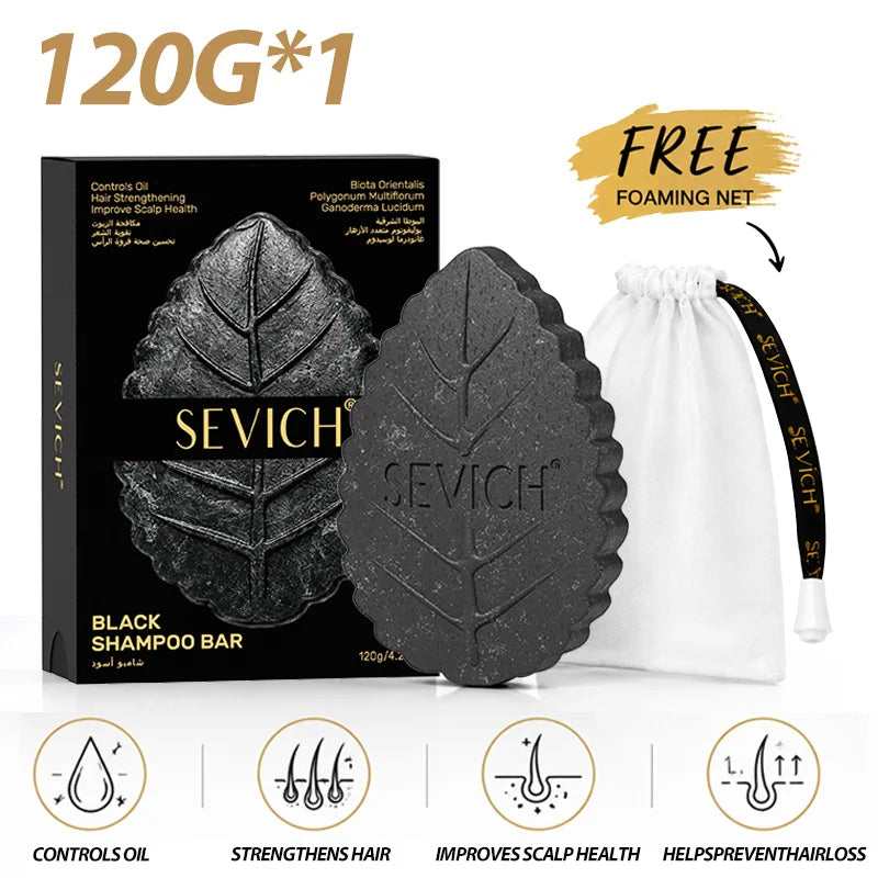 Sevich Herbal Black Solid Shampoo Bar 120g – All Hair Types